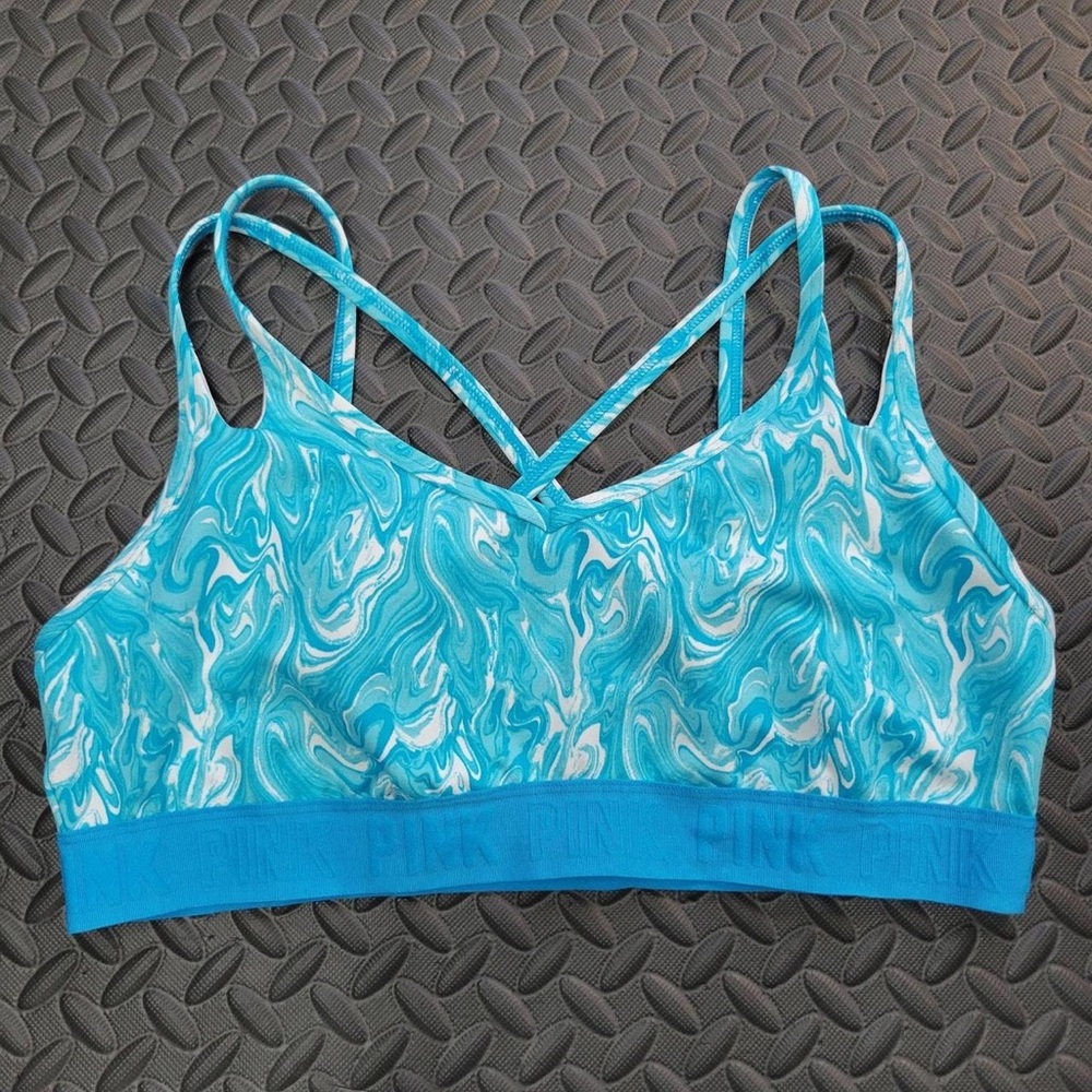 PINK Victoria's Secret Blue Marble Sports Bra